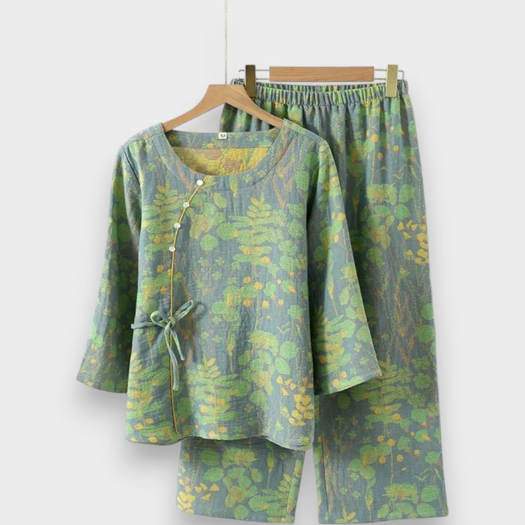 Gülyüz | Vintage Pamuklu Pijama, 3/4 Kollu