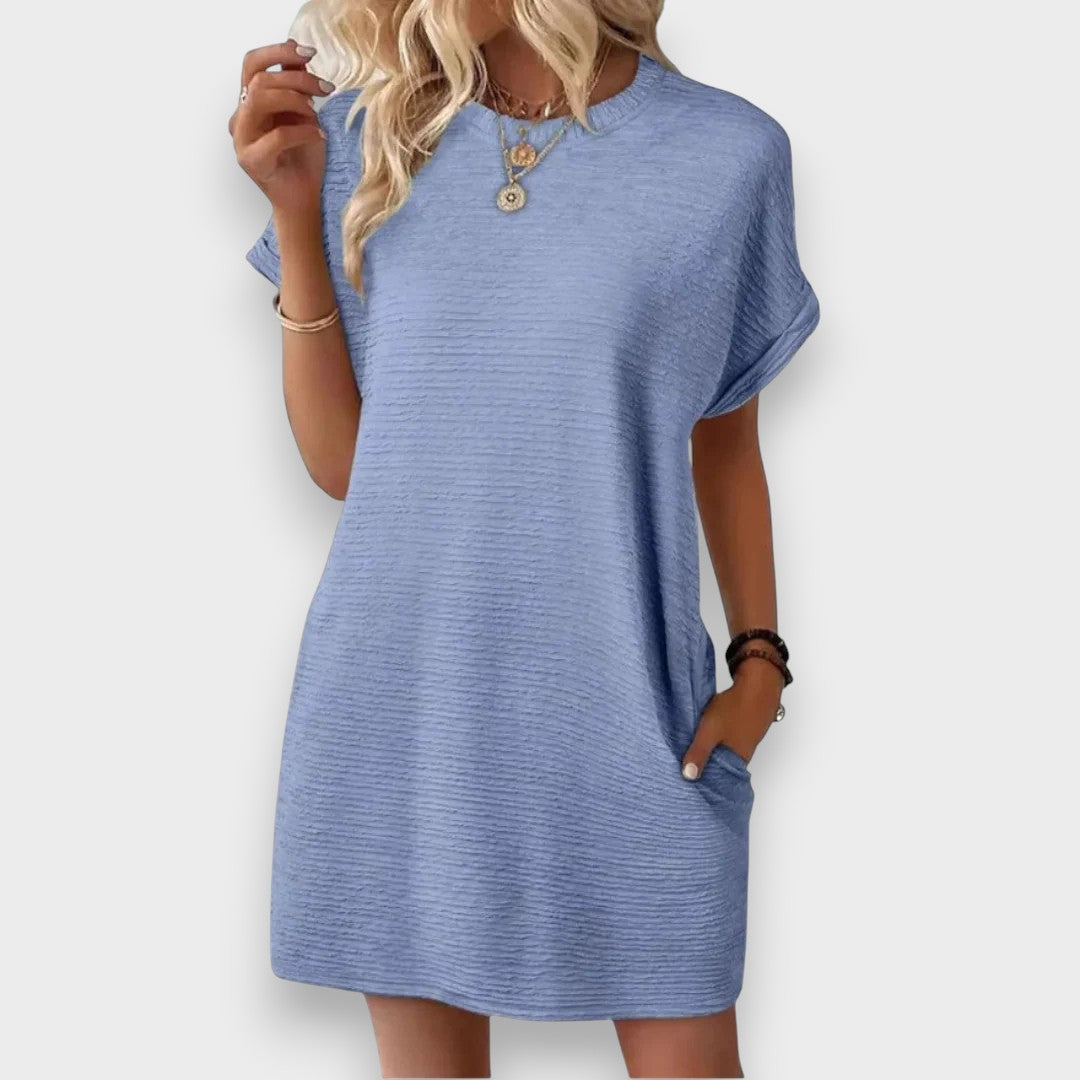 Arminé | Rahat Minimalist Yuvarlak Yaka Yazlık Elbise