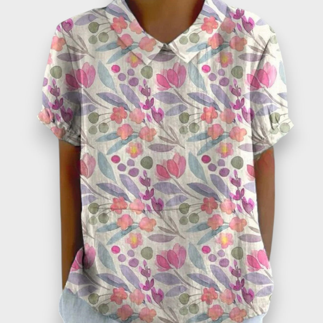 Aydilge | Kadın vintage çiçek desenli bluz