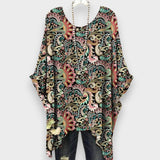 Afra | Yazlık Kadın Etnik Baskılı Rahat Kısa Kollu Tişört