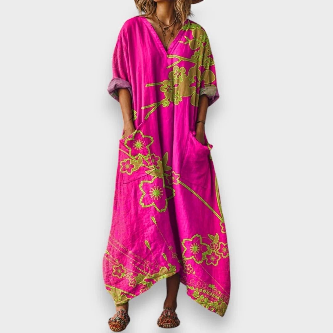 Gülsen | V Yaka Cepli Kadın Elbise