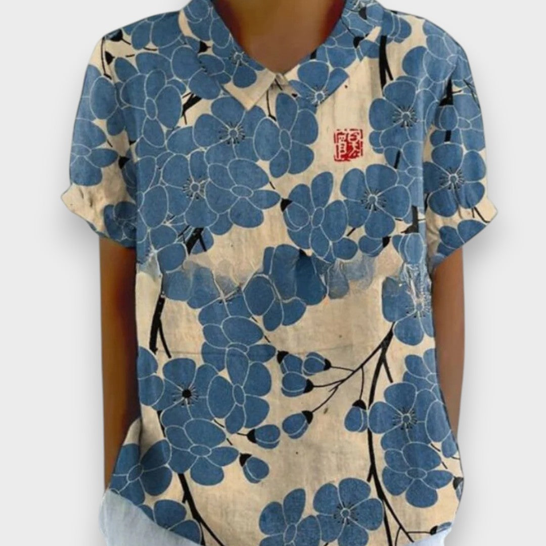 Aydilge | Kadın vintage çiçek desenli bluz