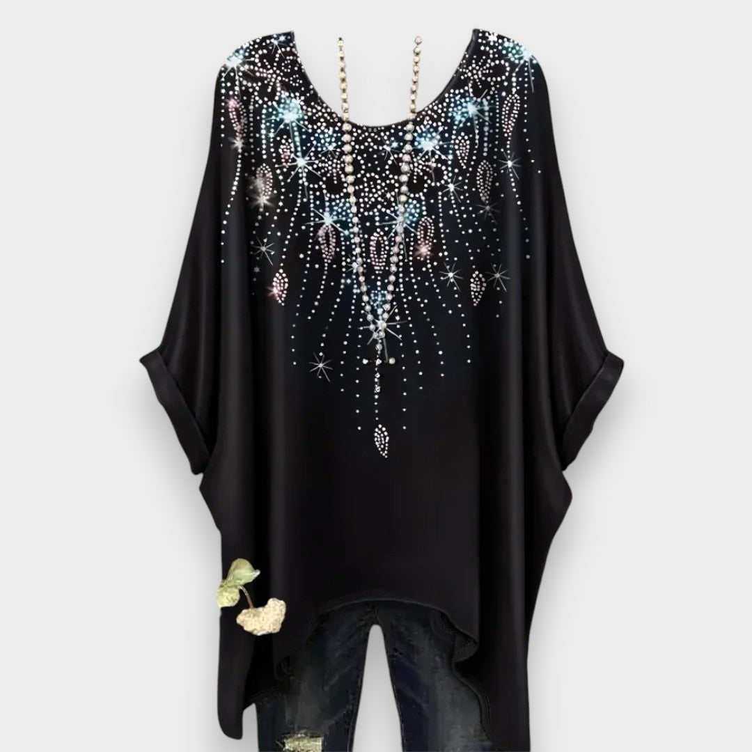 Afra | Yazlık Kadın Etnik Baskılı Rahat Kısa Kollu Tişört