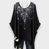 Afra | Yazlık Kadın Etnik Baskılı Rahat Kısa Kollu Tişört