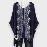 Afra | Yazlık Kadın Etnik Baskılı Rahat Kısa Kollu Tişört