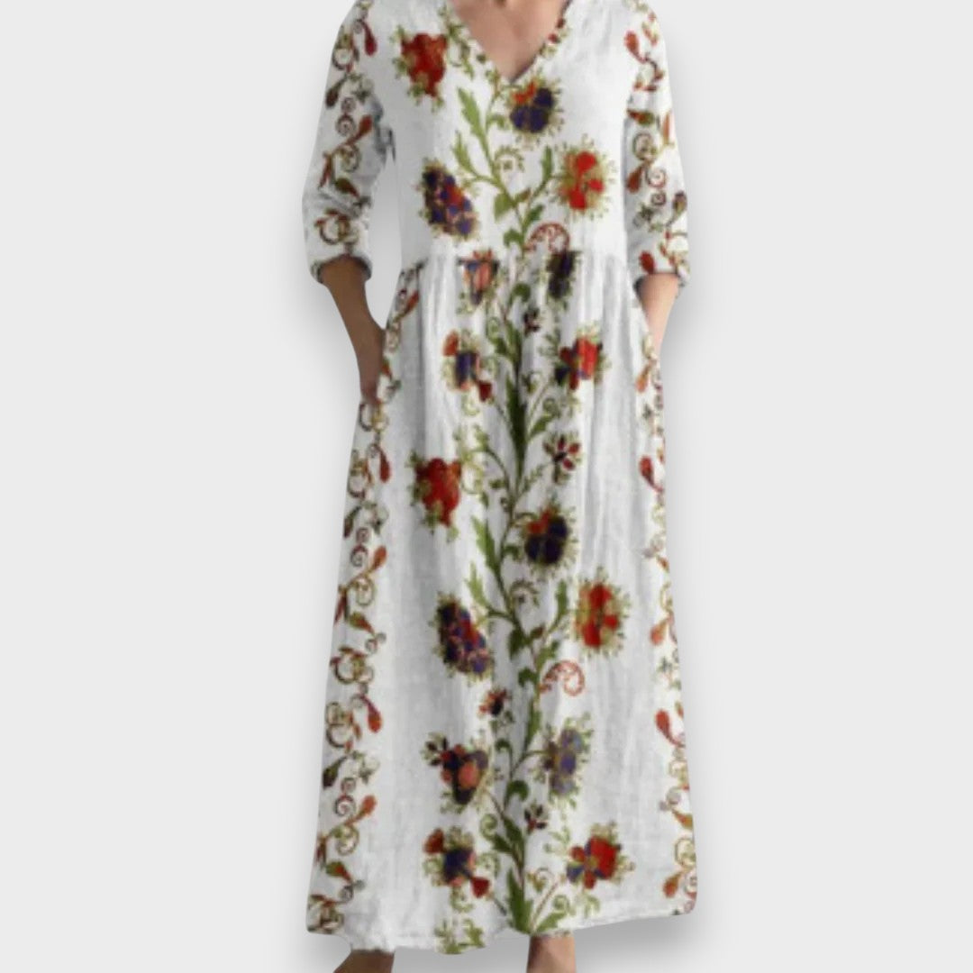 Zerrin™ | Vintage Çiçekli Maxi Elbise