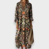 Aygün | Kadın Vintage Çiçek Desenli Pamuk Elbise
