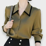 Alara Nur | Uzun Kollu Kontrast Bluz – Ofis ve Günlük Şıklık