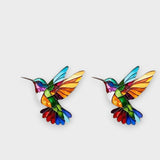 Atife | Renkli akrilik sinek kuşu küpe.