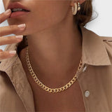 Vuslat™ | Altın Kalın Küba Zincir Kolye
