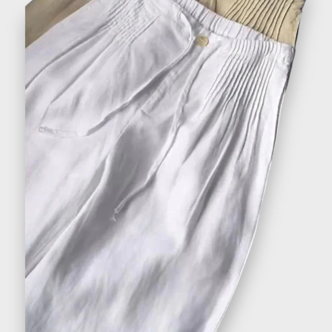 Azra | Pamuk ve keten karışımlı bol paça pantolon