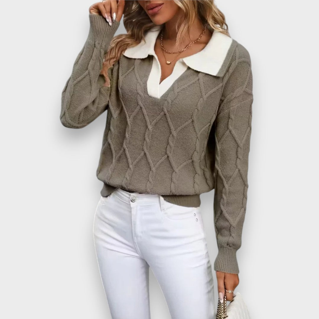 Arife | Kablo Örgü Yakalı Kazak