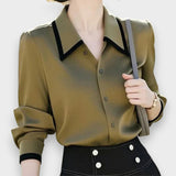 Alara Nur | Uzun Kollu Kontrast Bluz – Ofis ve Günlük Şıklık