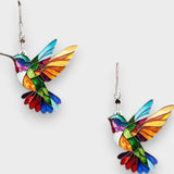 Atife | Renkli akrilik sinek kuşu küpe.