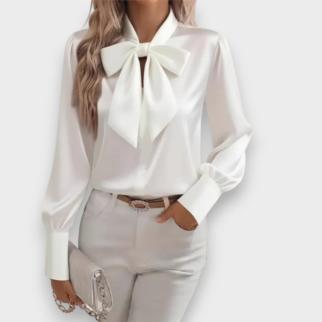 Albeni | 2025 Kadın Fiyonklu Saten Bluz – Uzun Kollu, Şık ve Zarif