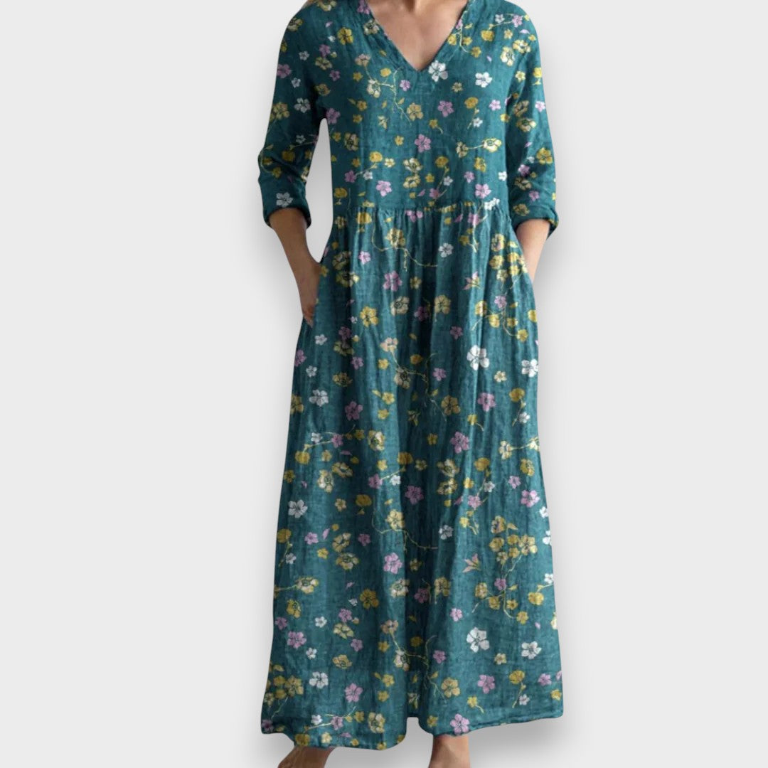 Zerrin™ | Vintage Çiçekli Maxi Elbise