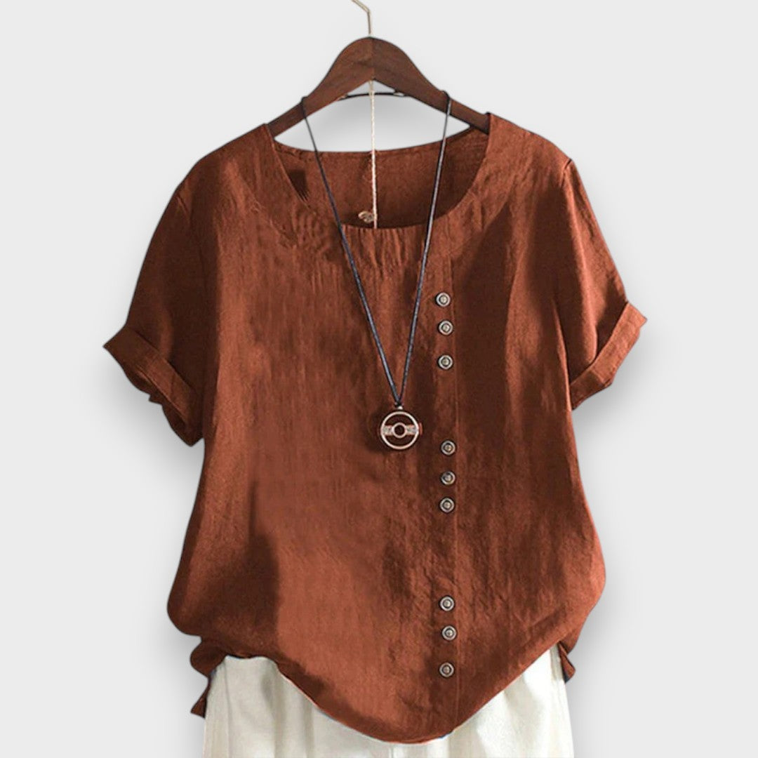 Afet | Klassiek Dames T-shirt met Ronde Hals