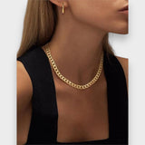 Vuslat™ | Altın Kalın Küba Zincir Kolye